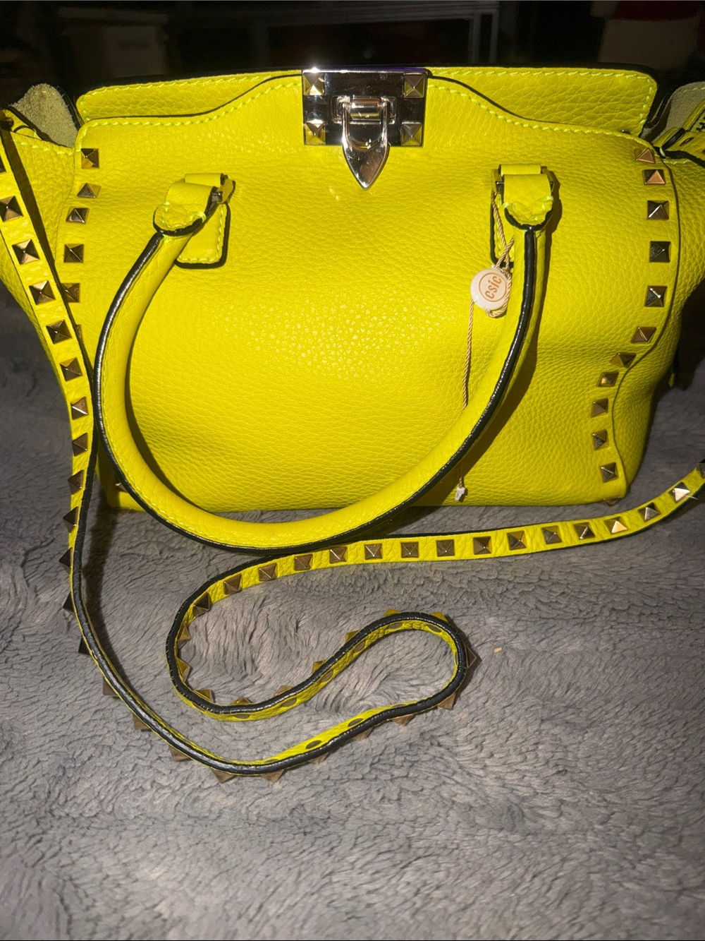 Pre-loved Valentino Garavani yellow leather  rock stud great condition